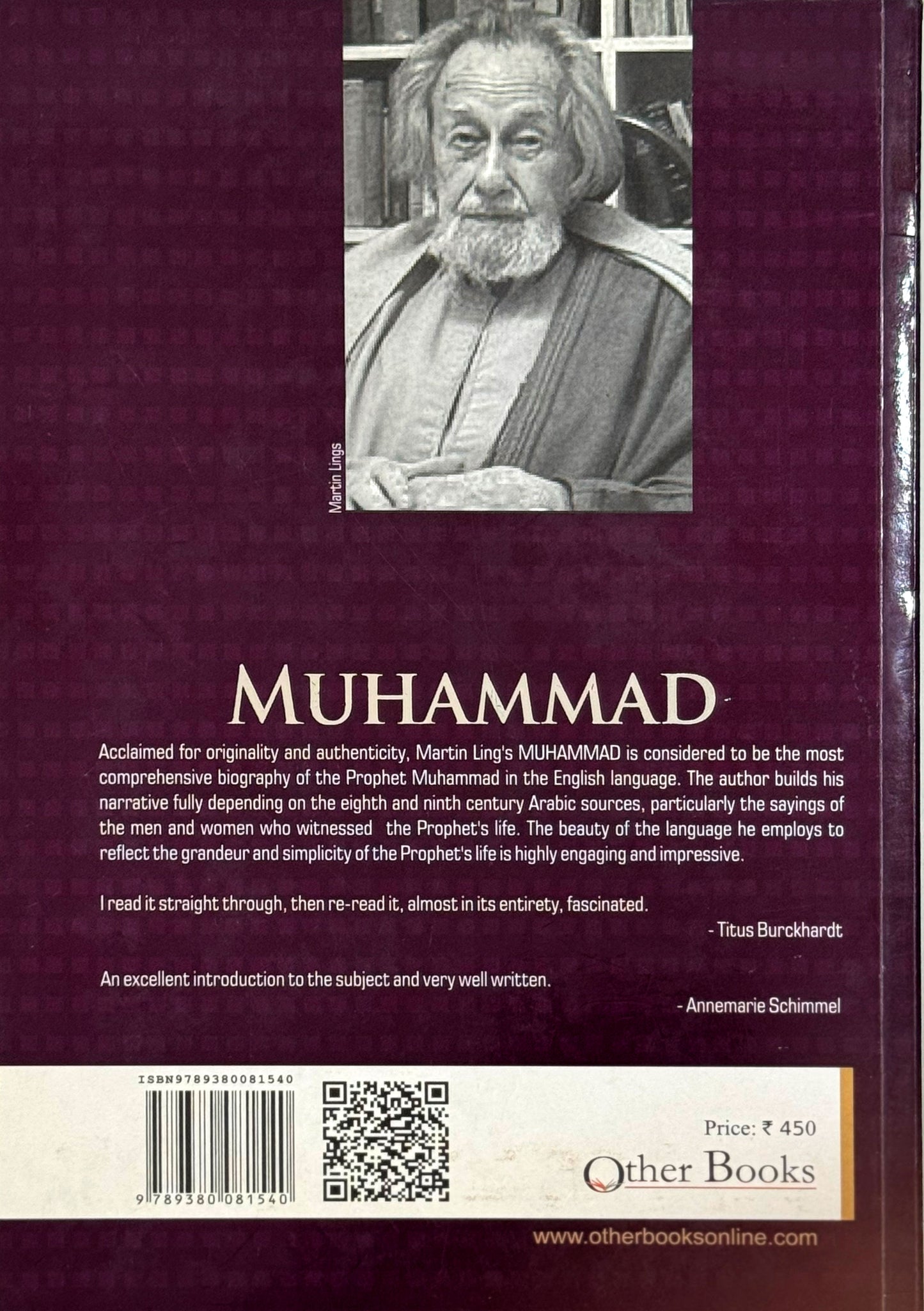 MUHAMMAD: His Life Based on the Earliest Sources by Martin Lings (Physical Book)